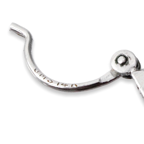 Vintage 14K White Gold Hoop Earrings Cannetille Filigree Openwork 1” Large Hoops - Picture 4 of 6